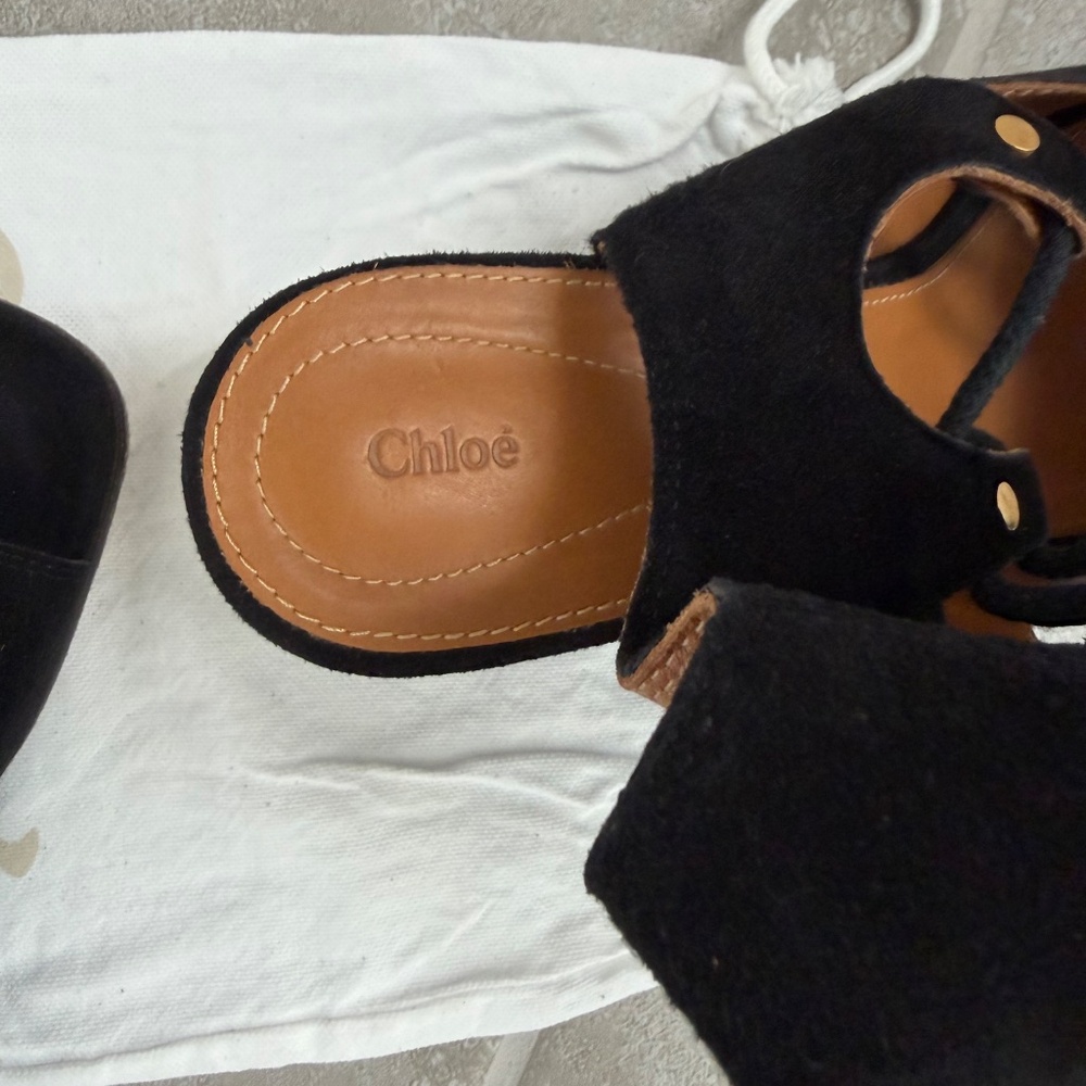 Chloe Black Suede Gladiator Foster Sandals - Picture 5 of 6